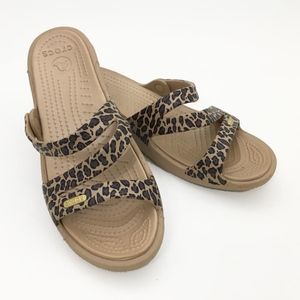 croc sandals leopard print